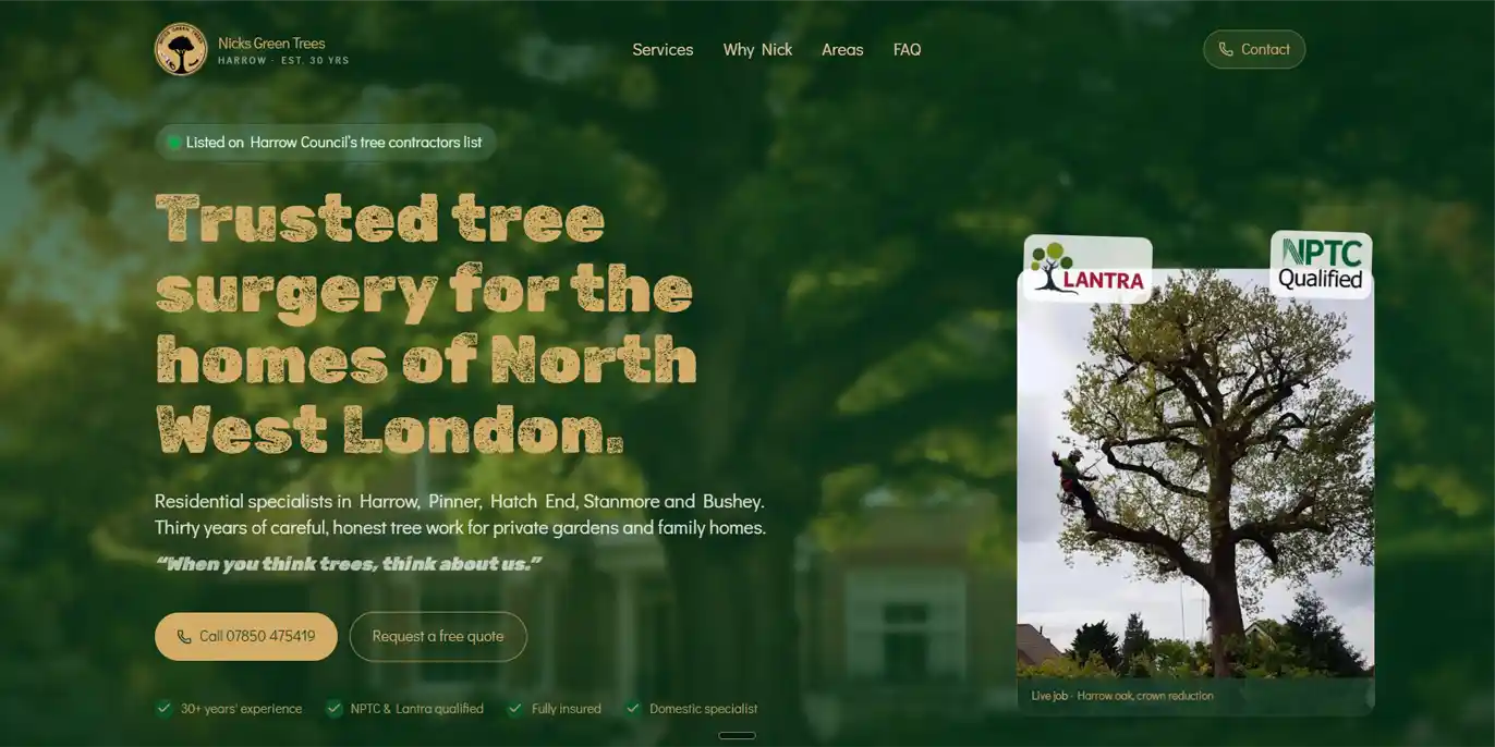 Nicks Green Trees website